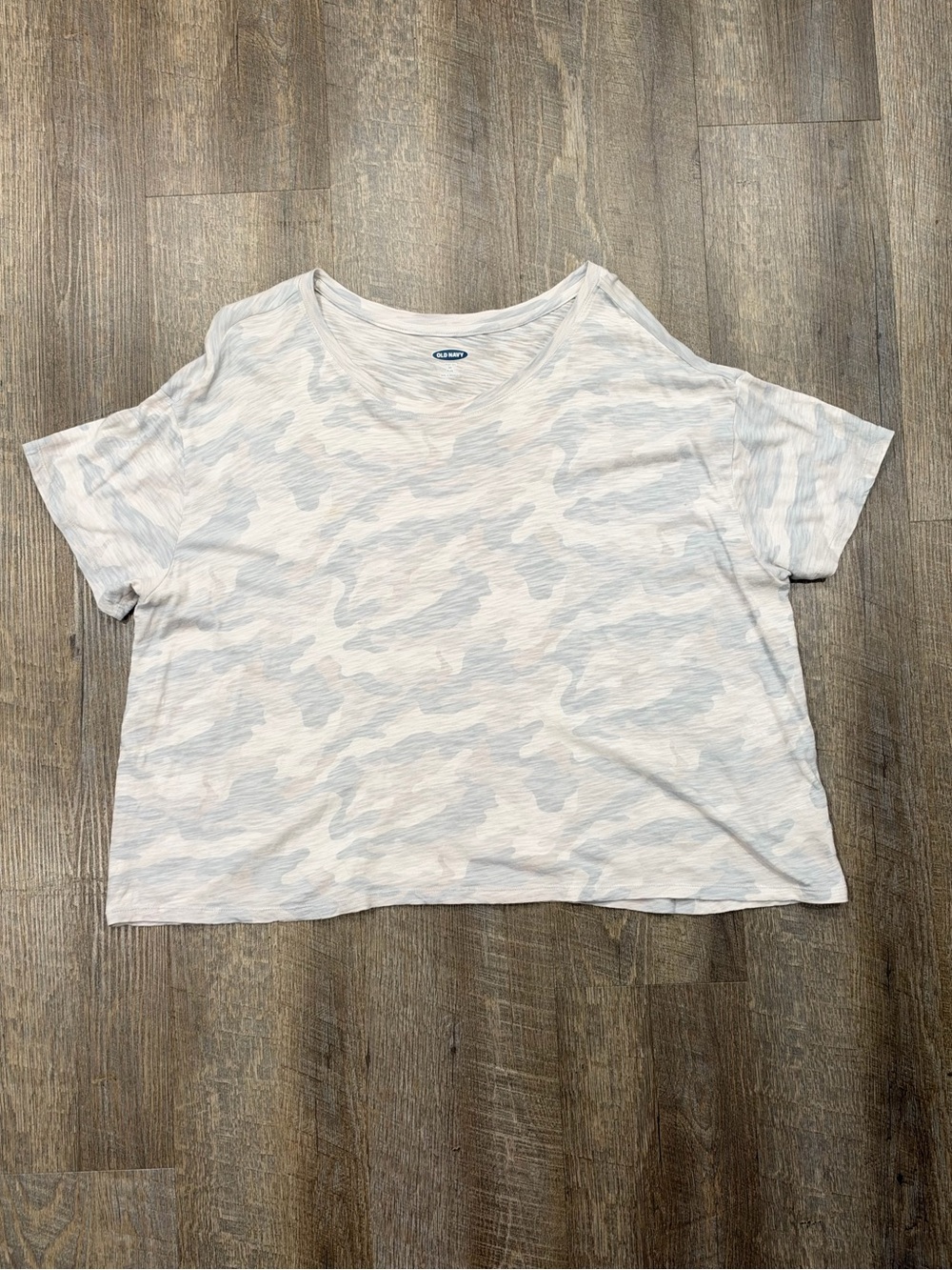 Plus size Light Gray Camouflage Short Sleeve Women's Top